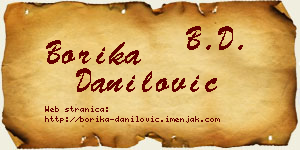 Borika Danilović vizit kartica